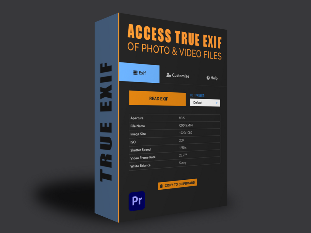 True Exif plugin for Adobe Premiere Pro (FREE !)